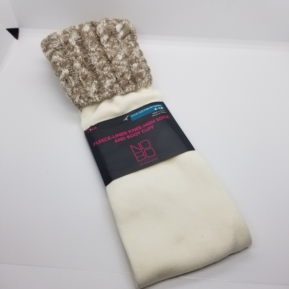 NWT No Boundaries fleece-lined knee-high sock and cable-knit boot cuff - Picture 1 of 4